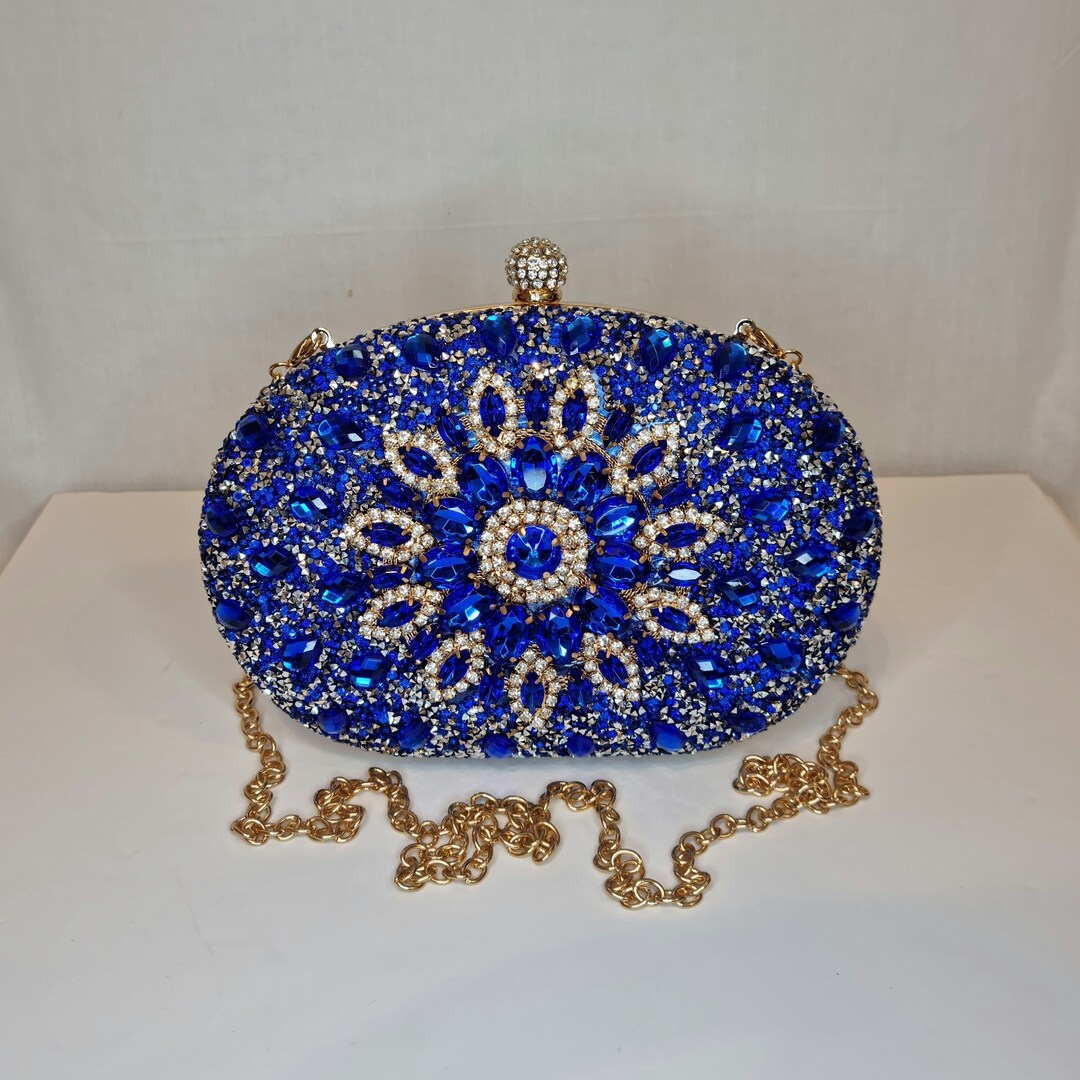 Buy Chicastic Royal Blue Pleated Satin Wedding Evening Bridal Clutch Purse  With Rhinestones Online at Lowest Price Ever in India | Check Reviews &  Ratings - Shop The World