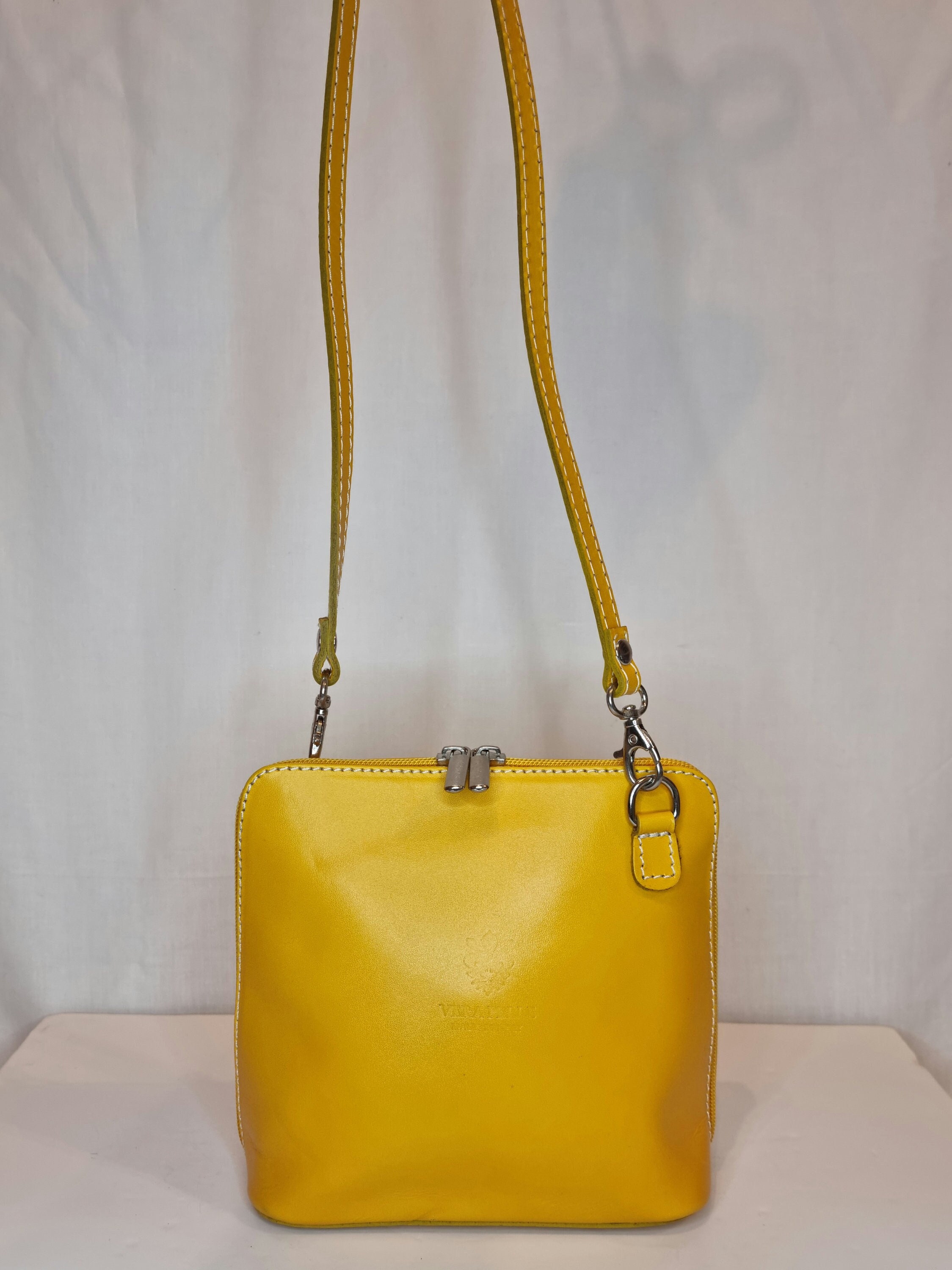 Italian Leather Clutch/Crossbody Bag - Sun Yellow