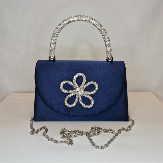 Navy and silver evening bags 2025