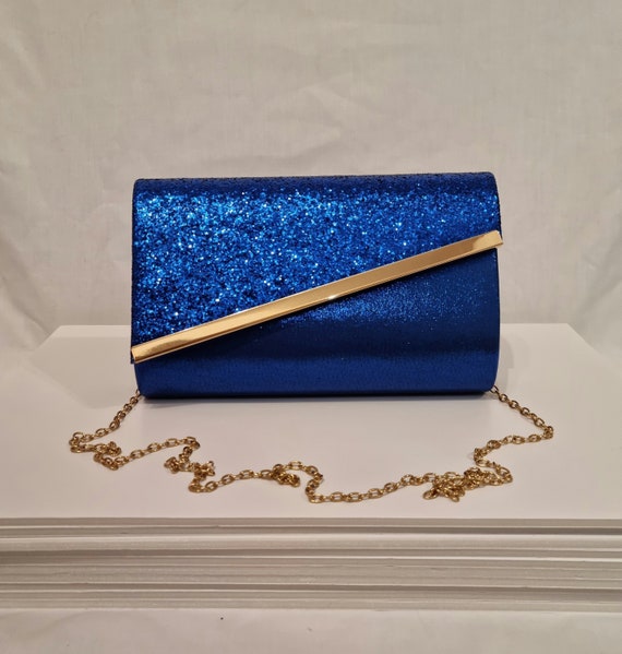 Gold Glitter Stripe Evening Bag Chain Box Clutch Purse | Baginning