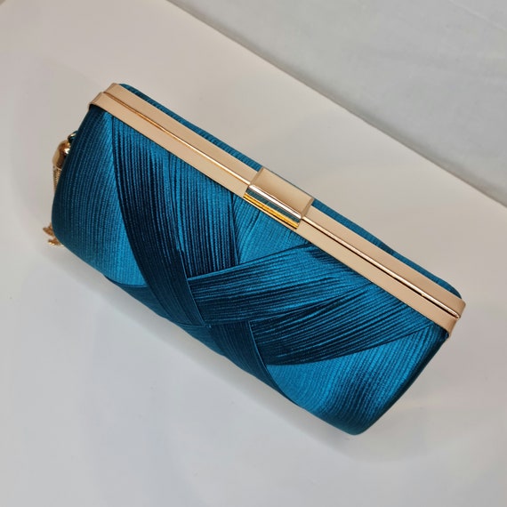Teal satin clutch clearance bag