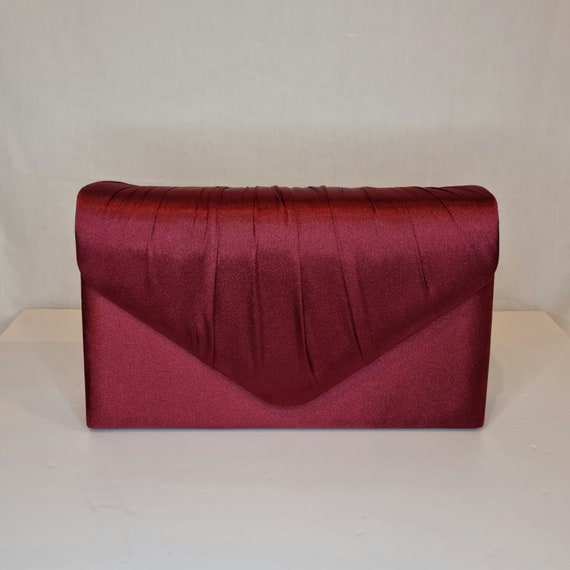 Burgundy Red Satin Embellished Evening Clutch Bag Etsy