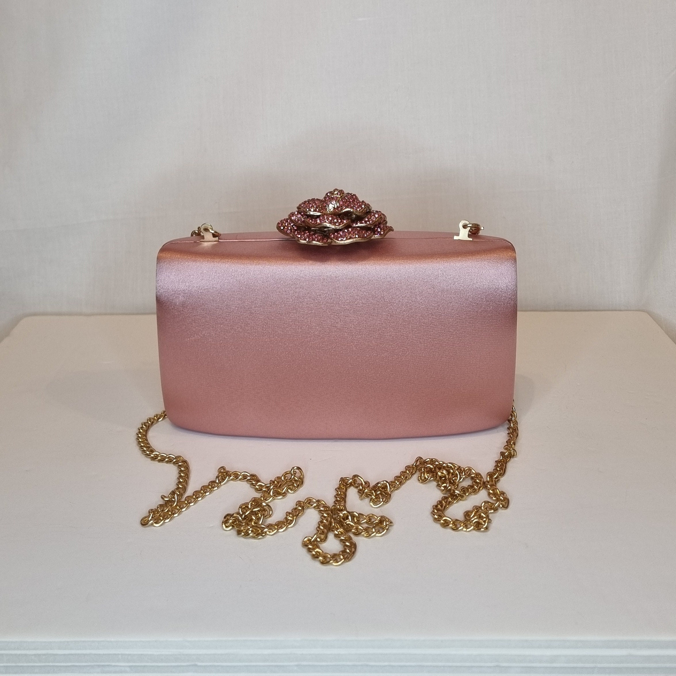 Blush Pink Satin Large Crystal Diamond Floral Top Embellished Evening Clutch Bag Etsy UK