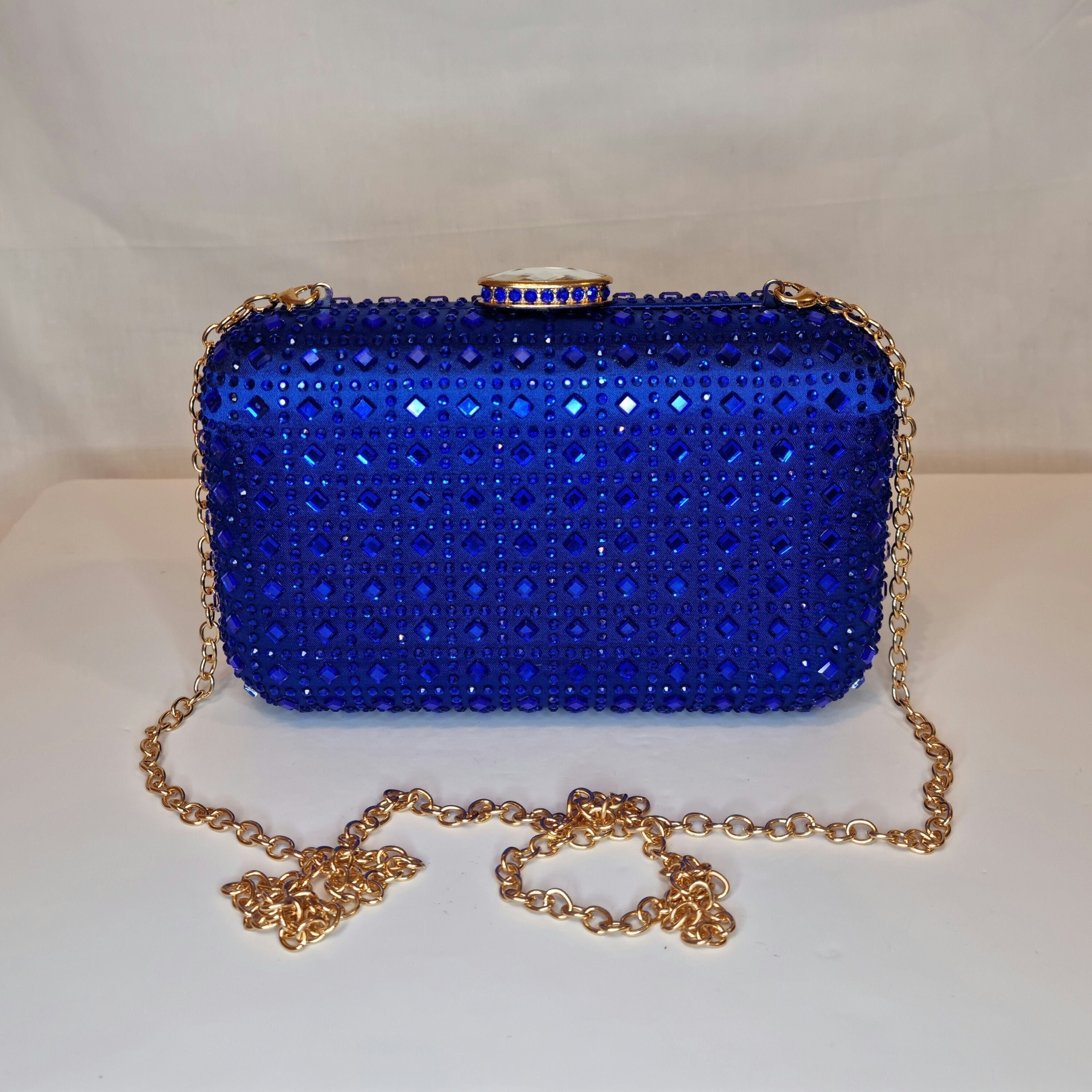 Bright blue sales clutch bag