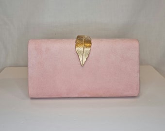 Blush suede clutch online