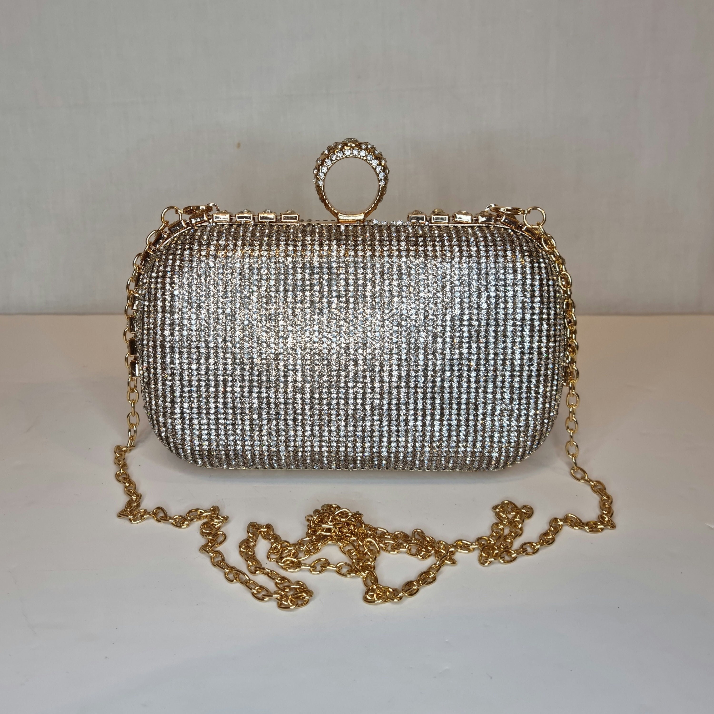 Bronze Gold Glitter Crystal Diamond Embellished Evening Clutch Bag Etsy Canada