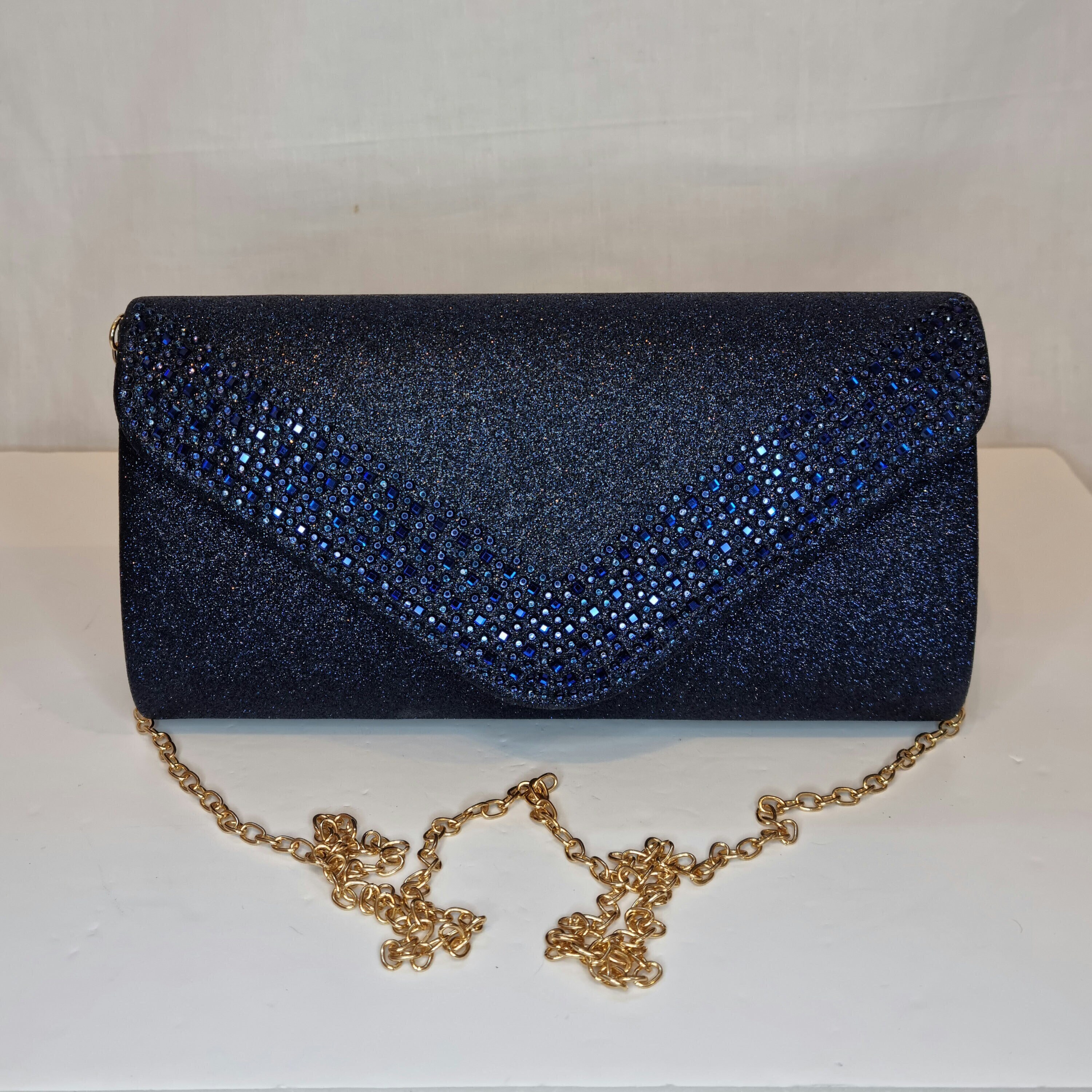 Navy blue sales sparkly clutch bag