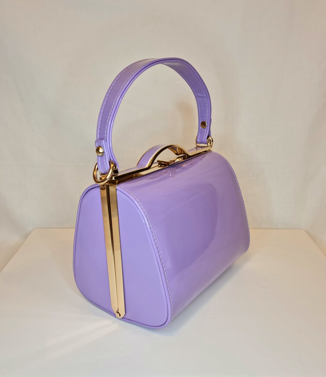 Lilac Purple Patent Classic Top Handle Embellished Evening Clutch Bag Etsy UK