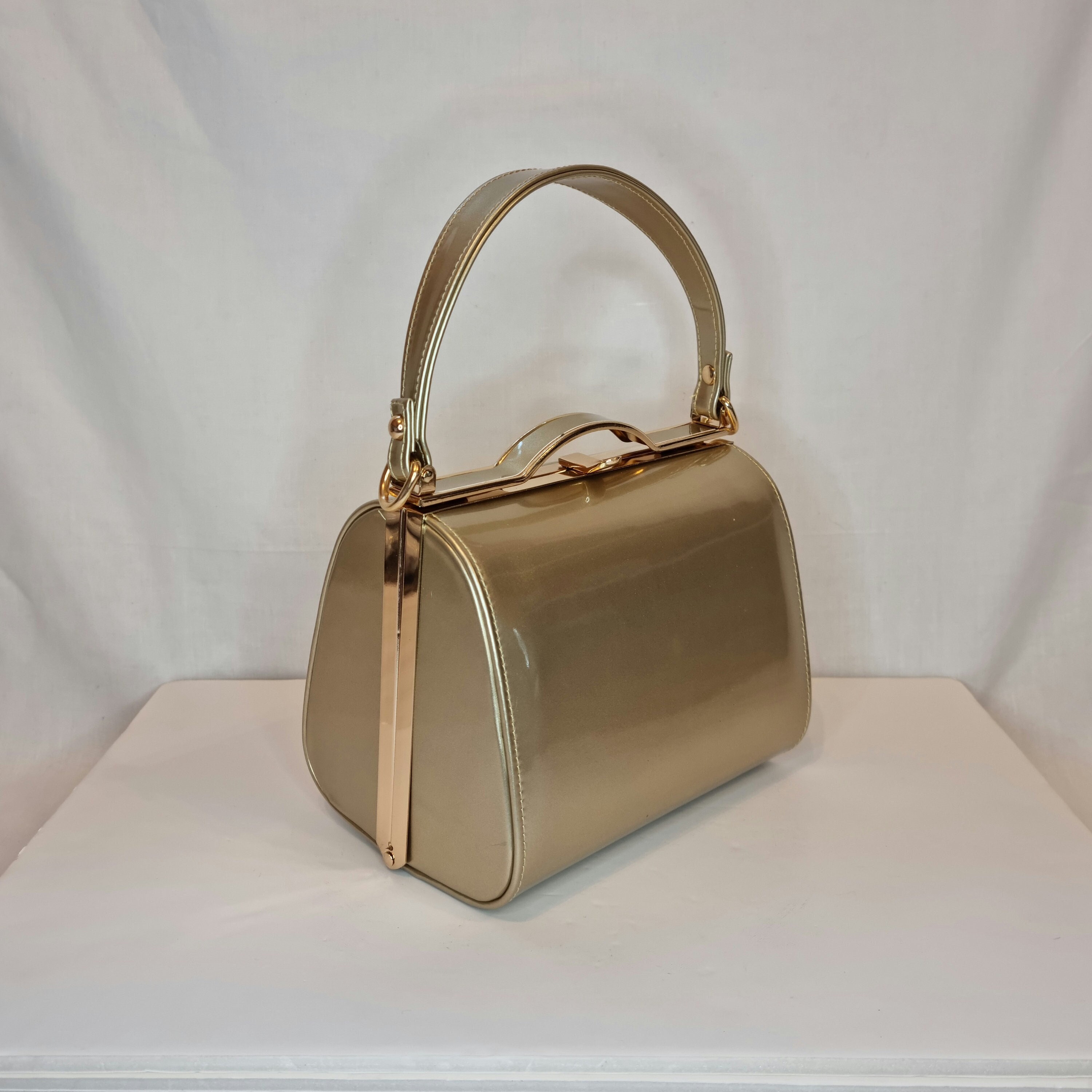 Gold Pearlescent Patent Classic Top Handle Embellished Evening Clutch Bag Etsy