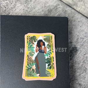 Mama próspero da planta adesivo | Etiquetas pretas da menina | Adesivos | Cabelo natural adesivo | Arte com Melanina | Adesivos à prova d'água