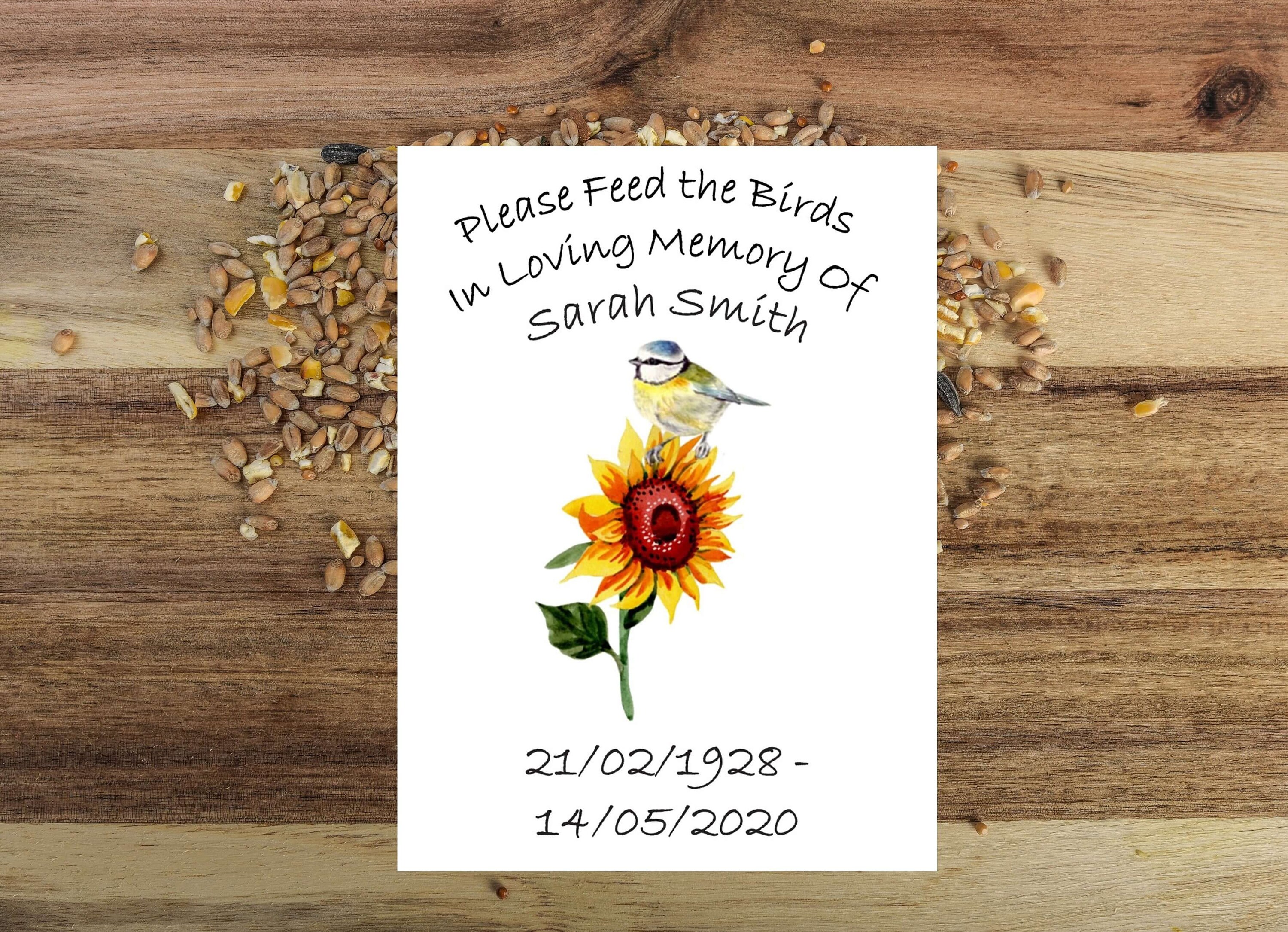 Personalised Funeral Blue Tit Bird Seed Eco Packets Favour - Etsy