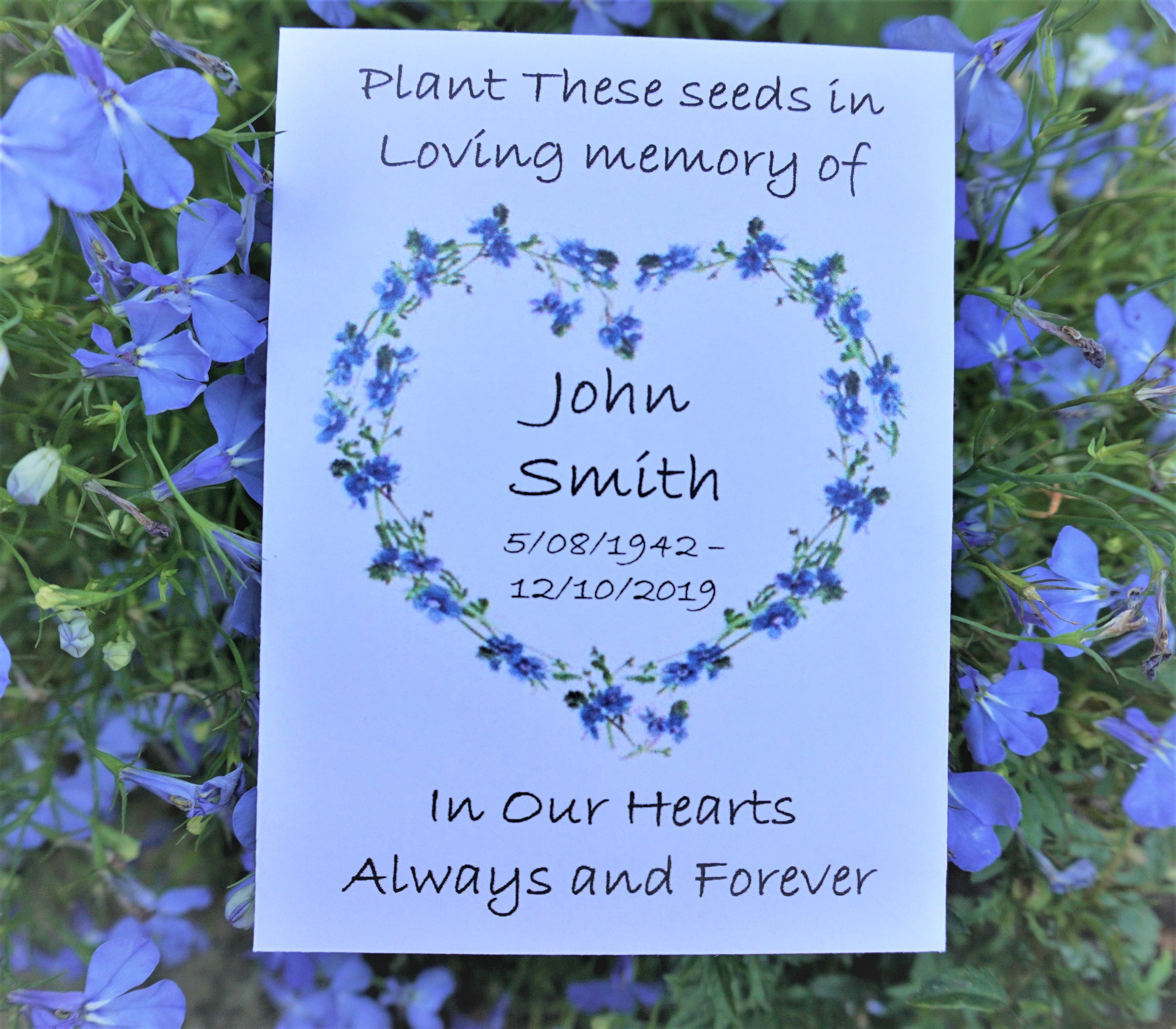 Personalised Funeral Me Not Seed Packets Favour Flowers Etsy