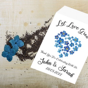 Personalised Eco Wedding Forget Me Not Seed Favours Seed Packets - Let Love Grow  - Choose Amount