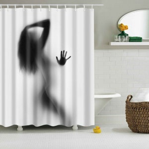 Waterproof Polyester Fabric Bathroom Shower Curtain Sheer Panel Decor 12 Hooks Girl