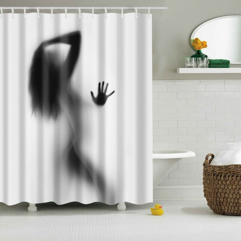 Waterproof Polyester Fabric Bathroom Shower Curtain Sheer Panel Decor 12 Hooks Girl