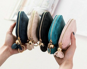 Women Ladies Girls Leather Small Mini Wallet Card Key Holder Zip Coin Purse Clutch Bag