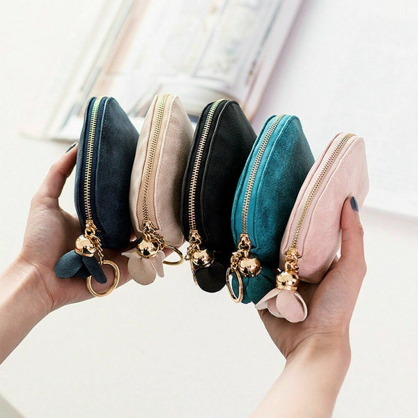 Women Ladies Girls Leather Small Mini Wallet Card Key Holder Zip Coin Purse Clutch Bag