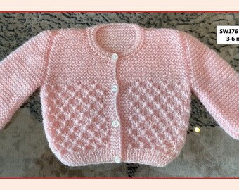 Pink hand-knitted sweater for a 3-6 month old baby girl