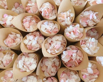 Biodegradable Wedding Confetti + Cones Bundle, Real Flower Confetti, Hydrangea Petals, Paper Wedding Cones, Wedding Decor, Flower Girl Toss