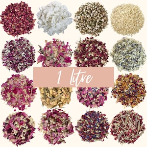 Coriandoli di fiori da 1 litro / Coriandoli biodegradabili / Cesto per damigelle / Coriandoli per matrimoni / Coriandoli di fiori secchi / Decorazioni e bomboniere per matrimoni