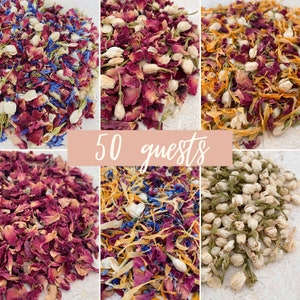 Coriandoli di fiori per 50 ospiti / Coriandoli biodegradabili / Coriandoli di fiori secchi per matrimoni / Ecologici / Naturali / Coriandoli per matrimoni sfusi
