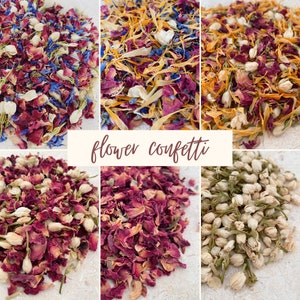 Coriandoli di fiori / Coriandoli biodegradabili / Coriandoli di fiori secchi per matrimoni / Ecologici / Coriandoli di nozze sfusi - Fiori misti