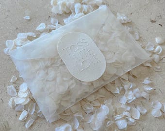 White Wedding Confetti Bags with Flower Confetti | Biodegradable Confetti Packets | Confetti Toss | Real White Hydrangea Flower Petals