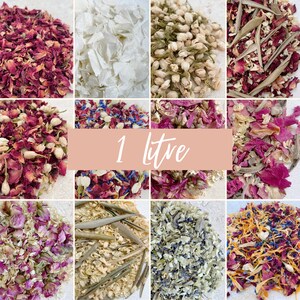 1 litre de confettis de fleurs | Confettis biodégradables | Confettis de mariage fleurs séchées | Respectueux de l'environnement | Naturel | Confettis de mariage en vrac