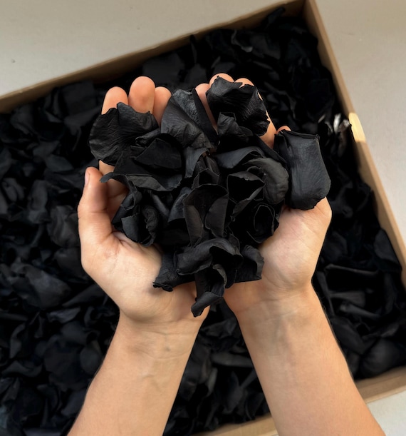 Black Rose Petals | Goth Wedding | Biodegradable Wedding Confetti | Flower Girl Basket | Goth Wedding Decor | Preserved Black Flower Petals