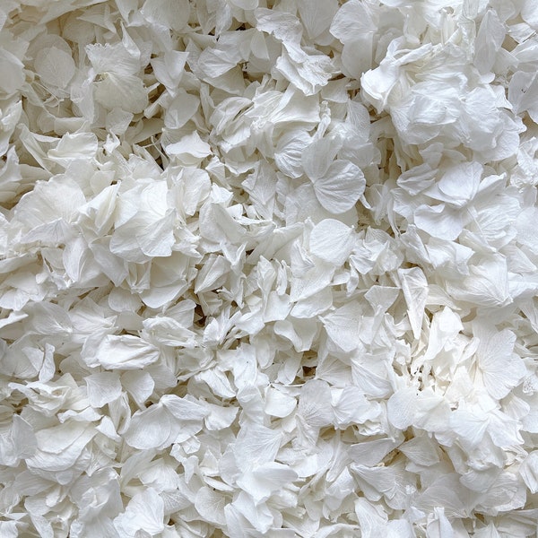 White Wedding Confetti | Real Biodegradable Petals | White Petals Confetti | Flower Girl Basket | Confetti Toss | White Hydrangea Petals