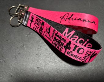 Personalized Dance Key Fob, Custom Name Keychain, Dance Team Gift
