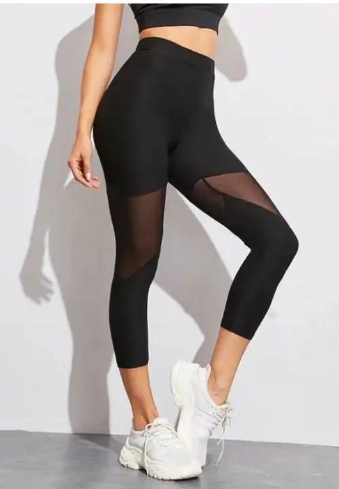 Yoga leggings with mesh inserts and ties - The Last Stitch