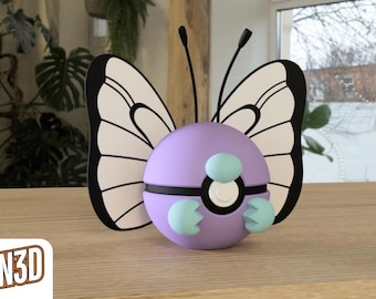 Butterfree Custom PokeBall - 3D Printed Pokemon Collectible