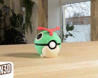 Caterpie Custom PokeBall - 3D Printed Pokemon Collectible