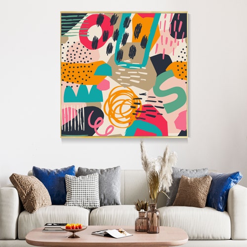 Colorful Abstract Graffiti On Canvas, Original Boho Art, Bold Colors, Christmas Gift, Bright Wall, Youth shops Bedroom Decor Vibrant Art Christmas