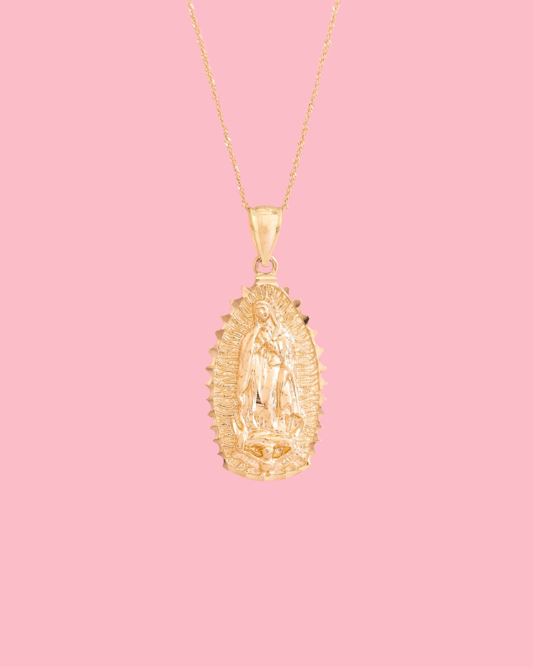PVLA | 14k Solid Yellow Gold Our Lady of Guadalupe Pendant Charm ...