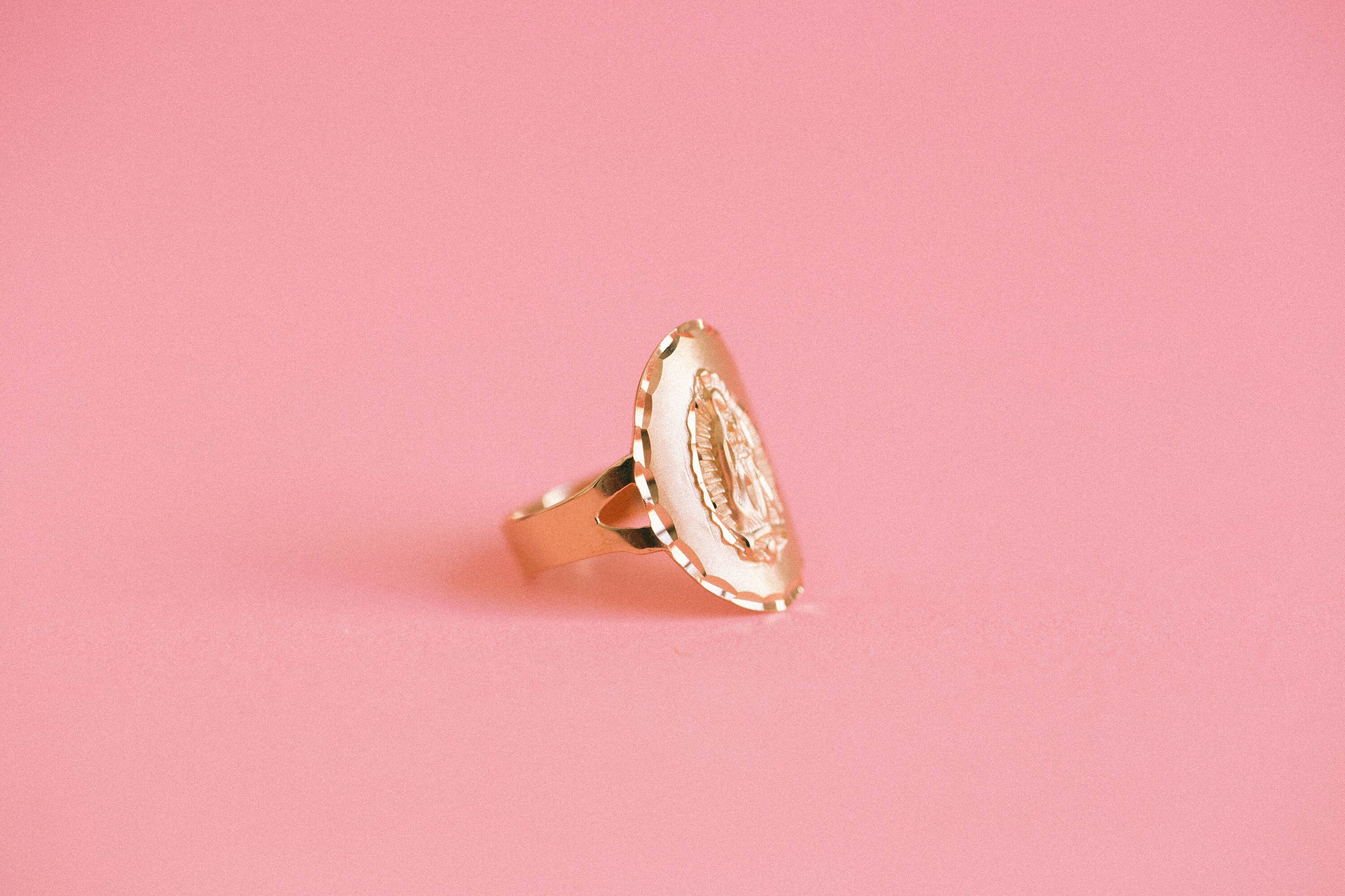 PVLA 14k Solid Yellow Gold Our Lady of Guadalupe Oval Ring - Etsy