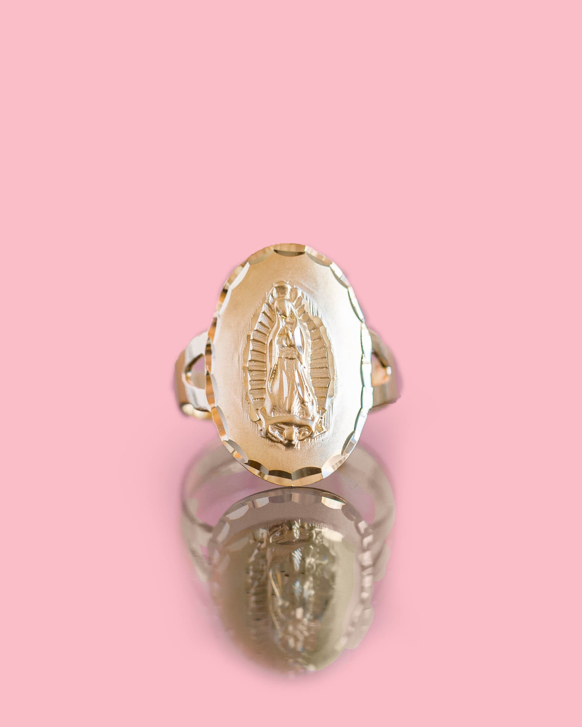 PVLA 14k Solid Yellow Gold Our Lady of Guadalupe Oval Ring - Etsy
