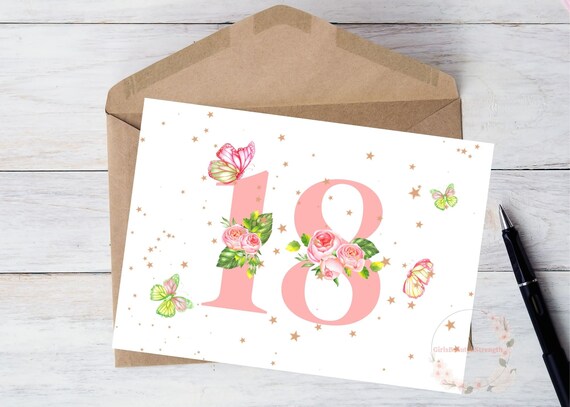Printable 18th Birthday Card for Daughter Girl Kid Girlfriend - Etsy