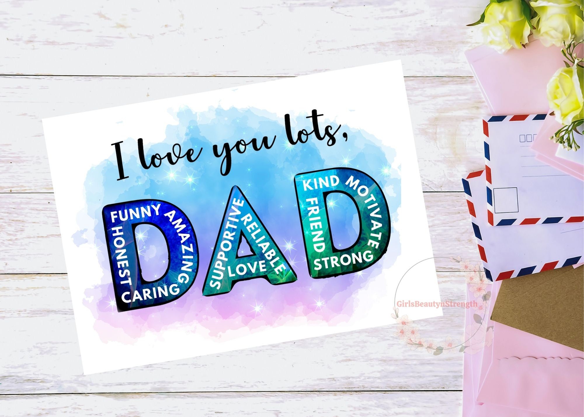 Printable Fathers Day Card Dad's Birthday Card Fathers Birthday I Love ...