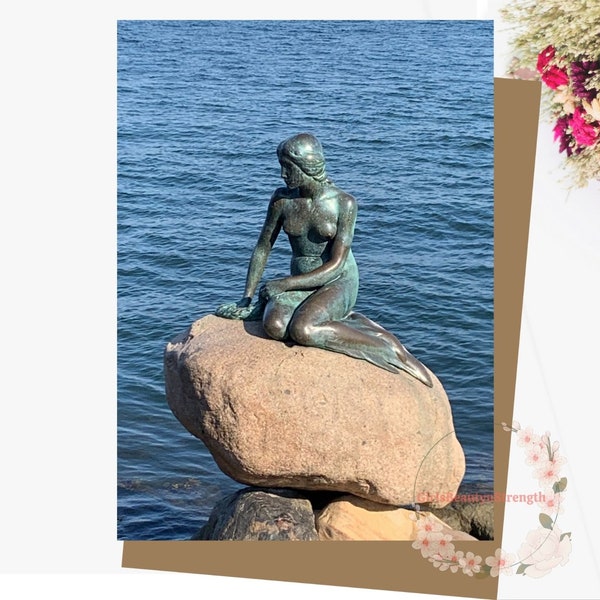 Printable The Little Mermaid Photo Birthday Card Europe Greeting Card Denmark Scenic Blank Note Card Download Travel Lover, w/Envelope 5"x7"