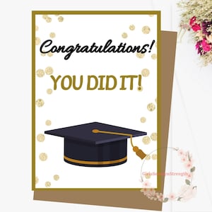 Tarjeta de graduación imprimible, ¡Felicidades, graduado! ¡Lo lograste!, Generación 2022, Tarjeta de felicitaciones, con sobre, 12,7 x 18,8 cm
