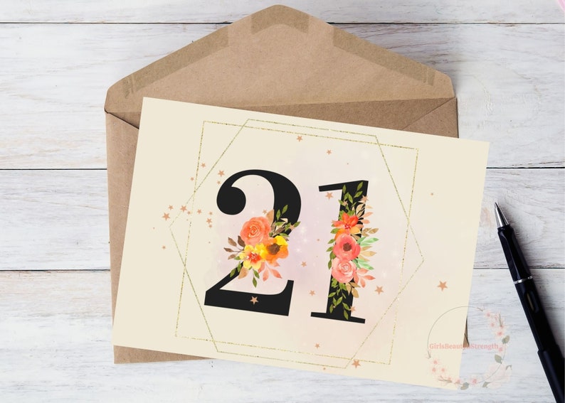 Printable 21st Birthday Card For Girlfriend Daughter Friend Etsy