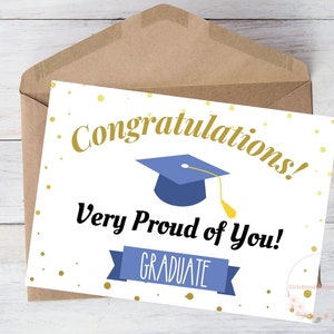 Printable Graduation Card Congratulations Graduate Congrats Grad Class of 2022 Congratulations Card Proud of You for Son, w/Envelope 5&quot;x7&quot;