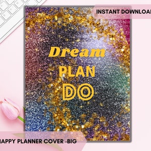 Star Big Happy Planner Cover Printable Happy Planner Cover Big Classic Mini Erin Condren & A5 Digital Download, Galaxy Dream Plan Do