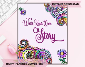 Boho Big Happy Planner Cover Printable Happy Planner Cover for Big Classic Min Erin Condren & A5 Digital Download, Wave Write Your Own Story