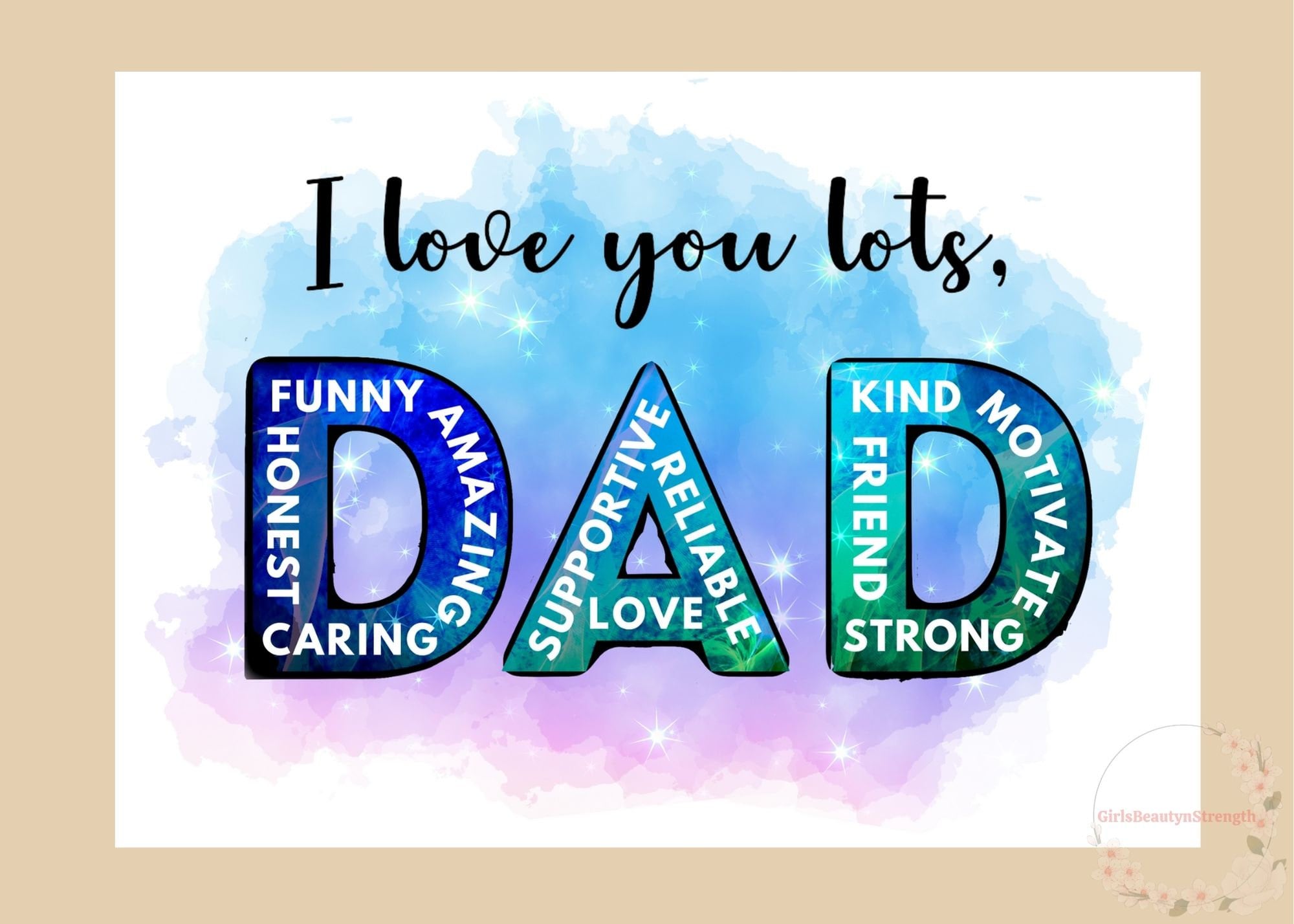 Printable Fathers Day Card Dad's Birthday Card Fathers Birthday I Love ...