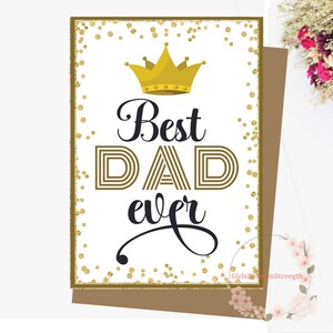 Meilleure carte imprimable pour la fête des pères pour papa, carte d'anniversaire pour papa, roi, papa, beau-père, téléchargement numérique, avec enveloppe 5 x 7 pouces