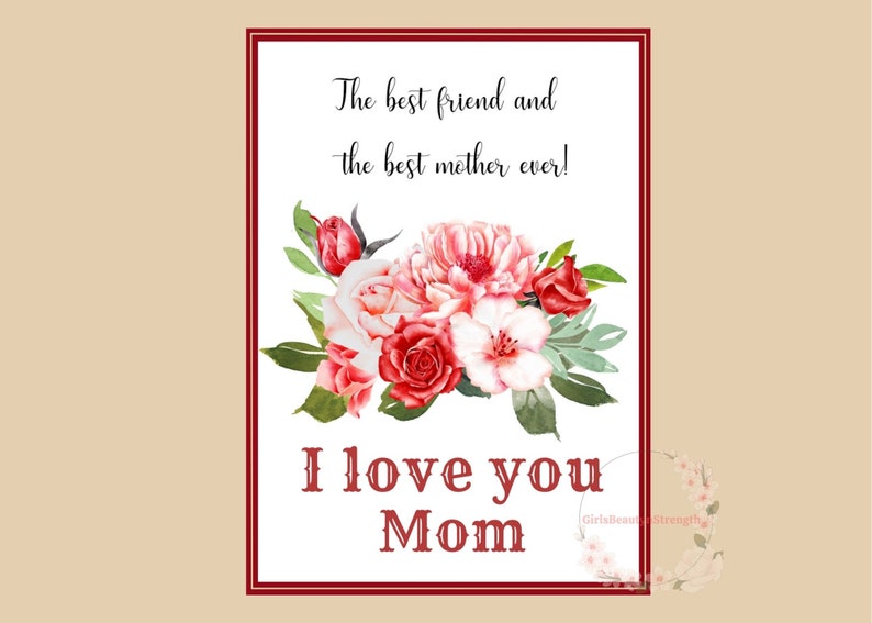 Rose Mother's Day Card Instant Download Birthday Card for Mother Flower