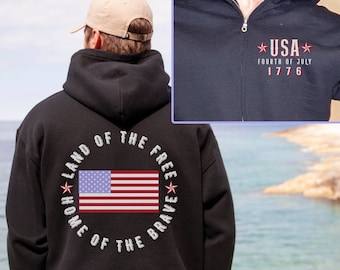 4 juli-hoodie med dragkedja, amerikansk flaggtröja, USA, 1776, konstitution, rättigheter, frihet, minnesdagen, Amerika, gåva, anpassningsbar, personlig